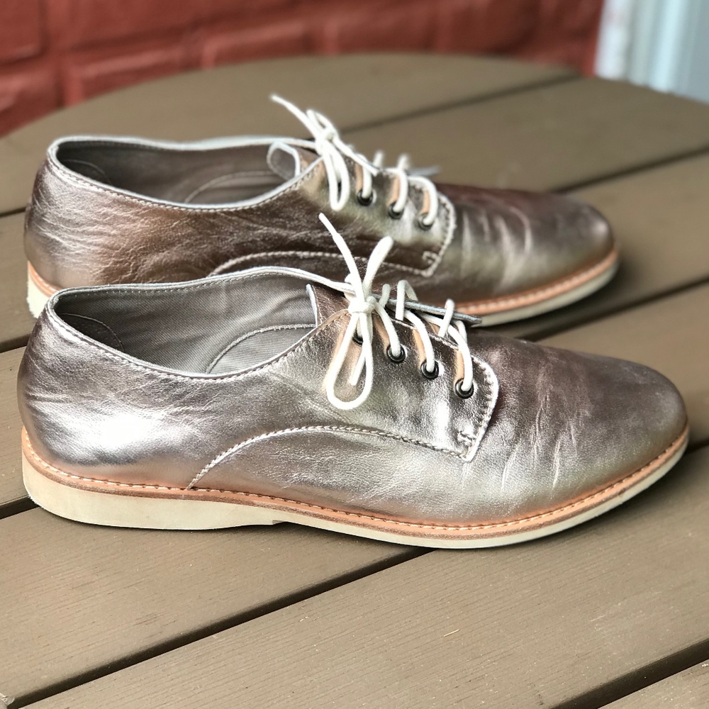 Derby Rose Gold Metallic Leather Shoes
